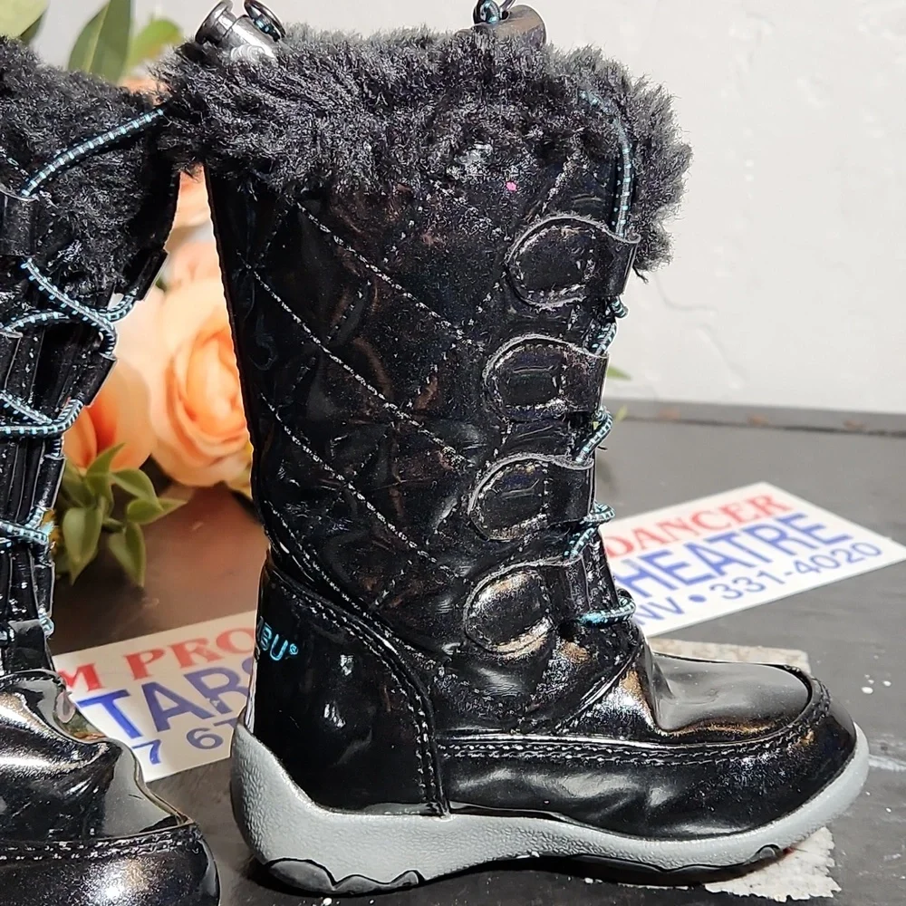 KHOMBU 5M Lined Sparkly Rain Boots Black